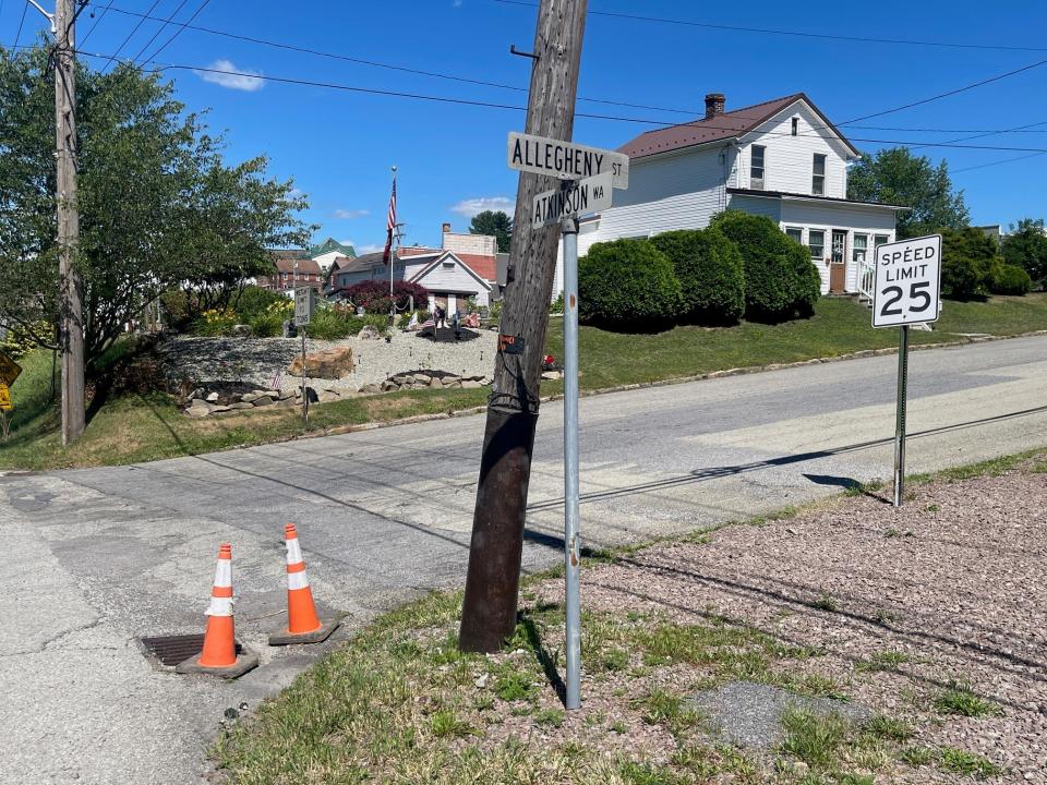 This storm drain at Allegheny Street and Atkinson Way (route 601) will be replaced, possibly next year, under a $755,00 Community Development Block Grant the borough will receive from the state Department of Community and Economic Development.