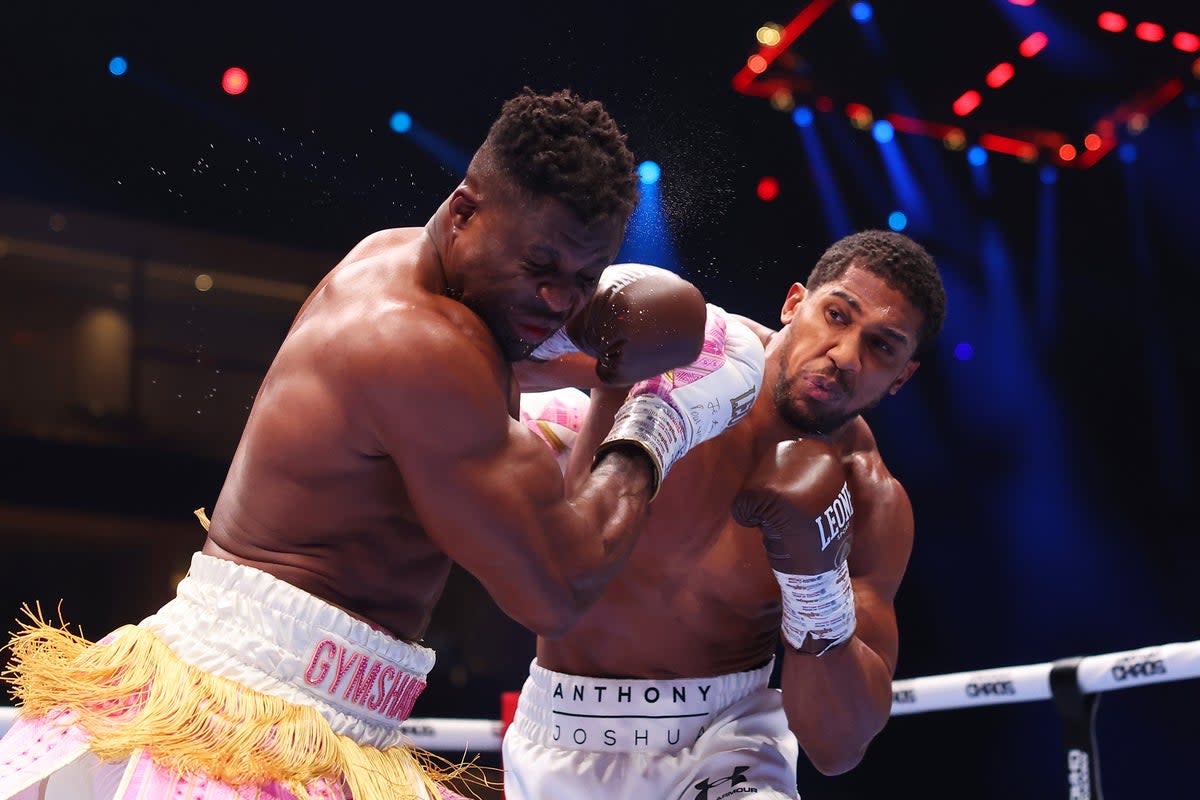 Brutal knockout: Anthony Joshua produced an enormous right hand to defeat Francis Ngannou (Getty Images)