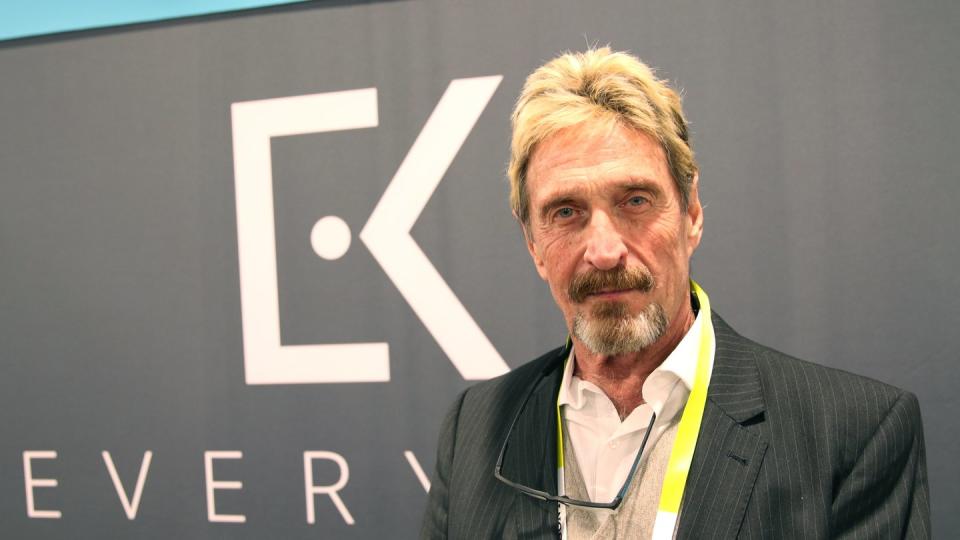 John McAfee, Software-Entwickler, während der Elektronikmesse CSE im Jahr 2016.