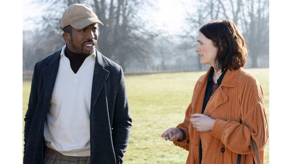 Kiell Smith-Bynoe as Mike and Charlotte Ritchie as Alison in Ghosts