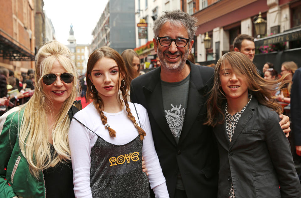 LONDON, ENGLAND - JULY 30:  (L to R) Morwenna Banks, Dolly Baddiel, David Baddiel and Ezra Baddiel attend the press preview of 