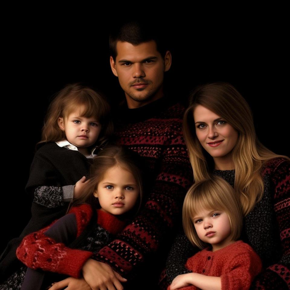 An AI-generated image showing what the children of Taylor Lautner and Kristen Stewart might look like.