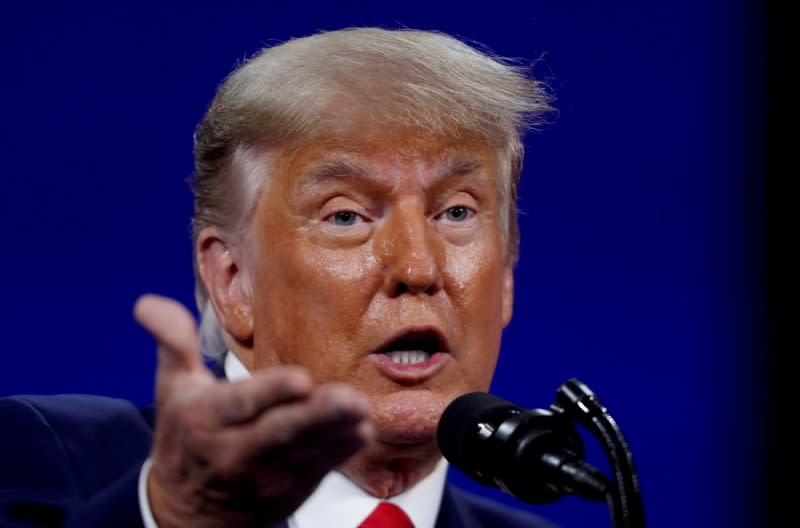 FILE PHOTO: Former U.S. President Donald Trump speaks at the Conservative Political Action Conference in Orlando