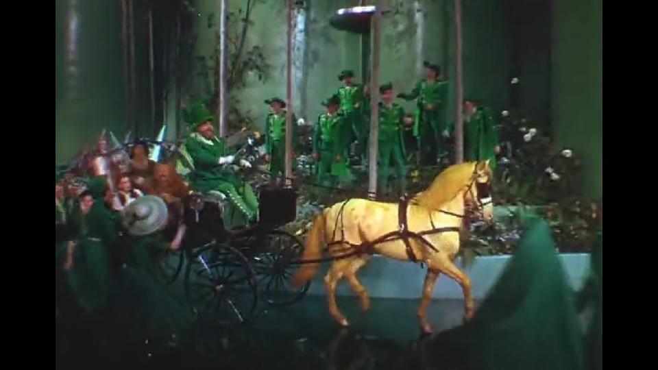 <p>The Horse of a Different Color in Emerald City was actually done with <a href="https://oz.fandom.com/wiki/Horse_of_a_Different_Color" rel="nofollow noopener" target="_blank" data-ylk="slk:four creatures;elm:context_link;itc:0;sec:content-canvas" class="link ">four creatures</a>. Don’t try this at home, but each horse was covered in a vibrant hue of Jell-O gelatin powder to achieve the colors of the rainbow.</p>