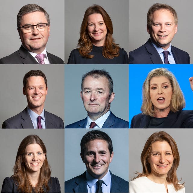 Composite of handout file photos issued UK Parliament of cabinet ministers who have lost their seats