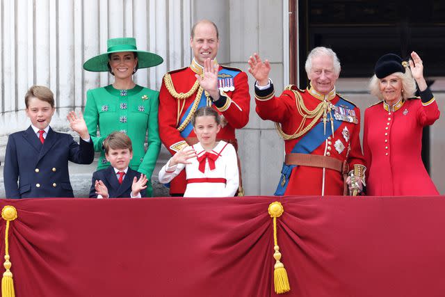 <p>Chris Jackson/Getty</p> The British royal family gathers for Trooping the Colour on June 17, 2023