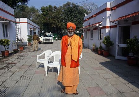 Priest-turned-lawmaker Sakshi Maharaj poses at his residence in New Delhi January 30, 2015. REUTERS/Anindito Mukherjee