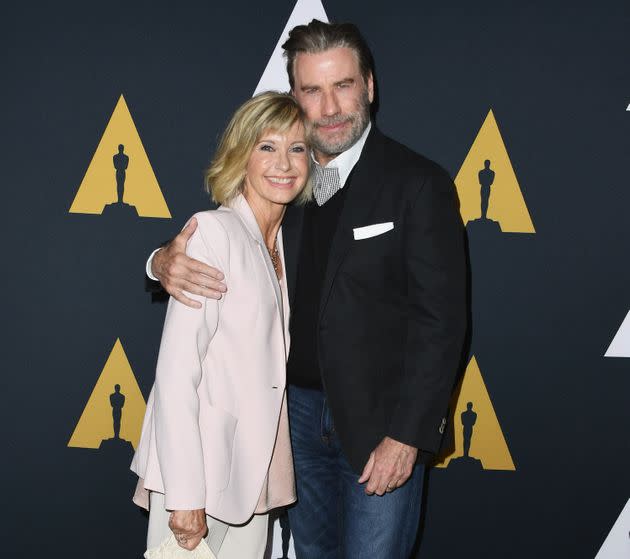 Olivia Newton-John and John Travolta celebrating 40 years of Grease in 2018 (Photo: Jon Kopaloff via Getty Images)