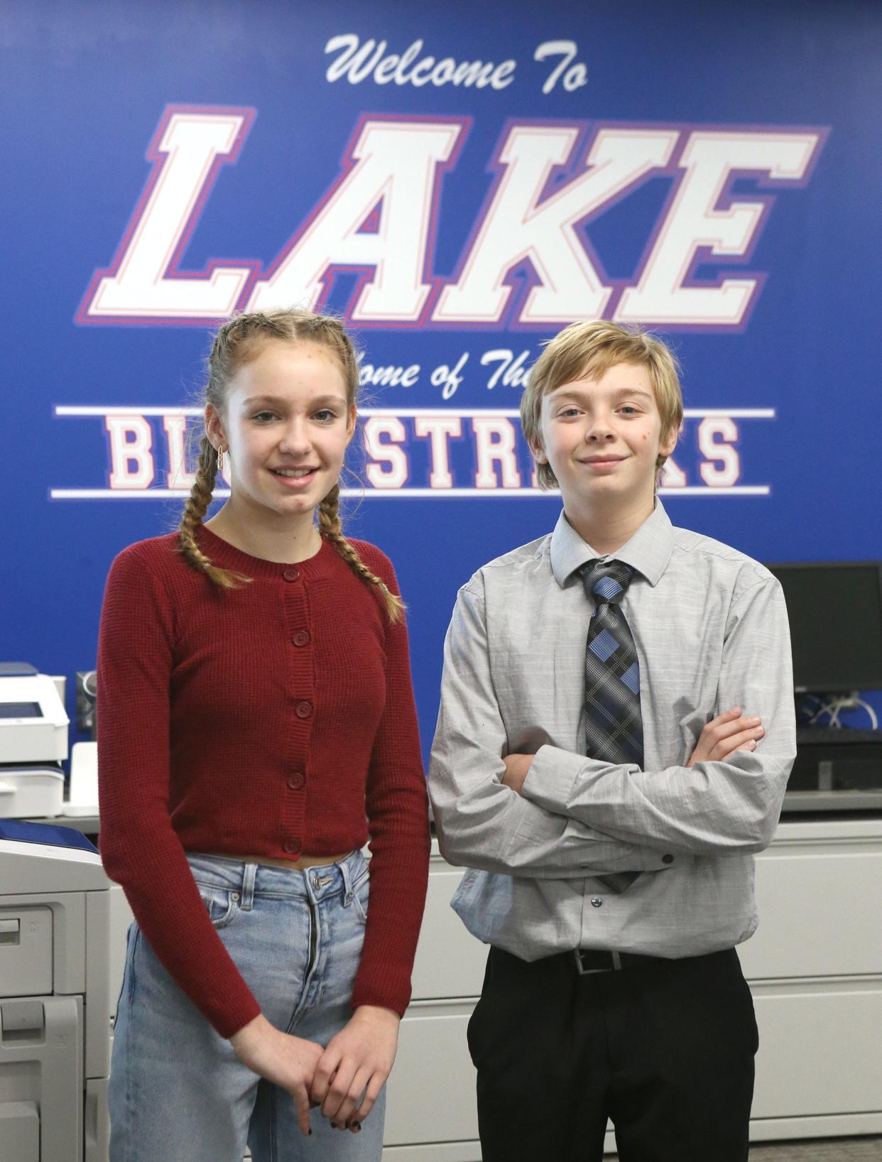 Paige and Drew Pribanich, students at Lake Middle School are The Alliance Review's Robertson Kitchen & Bath Kids of Character for the month of January. The siblings are shown at the school Wednesday, Jan. 19, 2022.