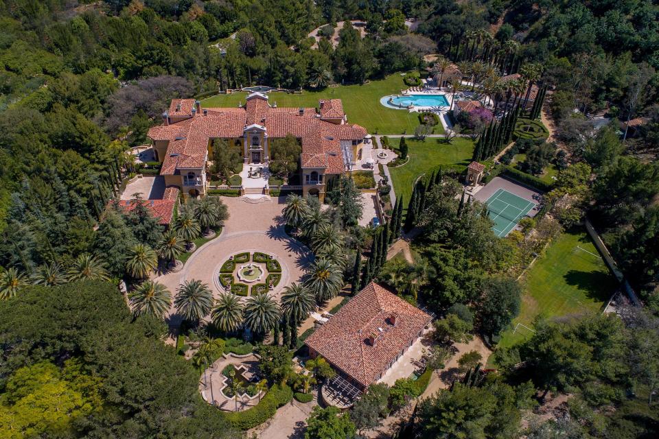 aerial view of Villa Firenze, a megamansion in Beverly Hills