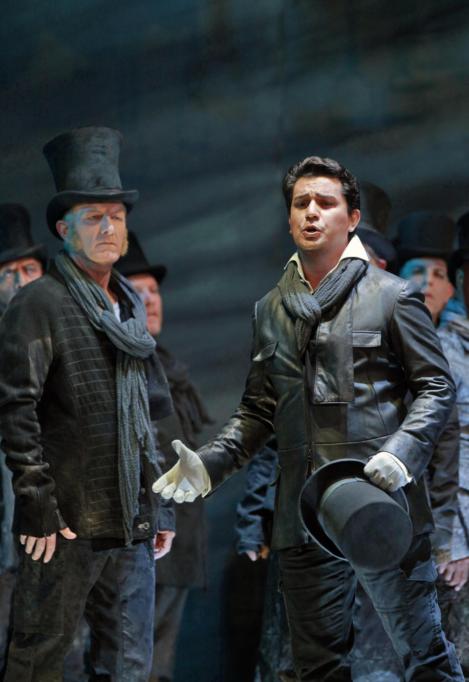 This Sept. 2012 image released by the San Francisco Opera shows Albanian tenor Saimir Pirgu, right, during a performance of "I Capuleti e i Montecchi," in San Francisco. (AP Photo/San Francisco Opera, Cory Weaver)