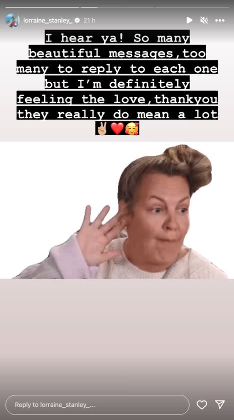 lorraine stanley shares an instagram update