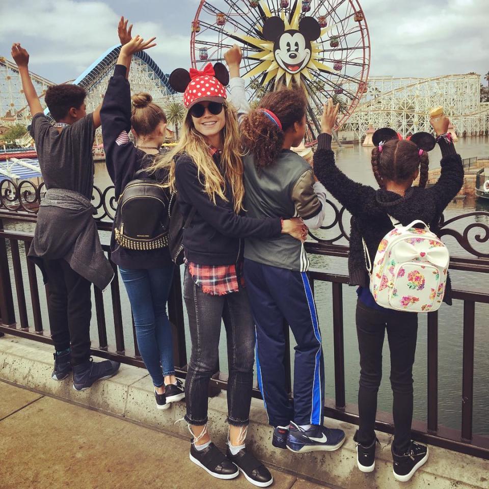 <p>Once they rolled out of bed, Klum and her brood headed to Disneyland! “Thank you kids for taking me to the happiest place on earth,” she wrote. (Photo: <a rel="nofollow noopener" href="https://www.instagram.com/p/BUFdC6mgioF/" target="_blank" data-ylk="slk:Heidi Klum via Instagram;elm:context_link;itc:0;sec:content-canvas" class="link ">Heidi Klum via Instagram</a>) </p>