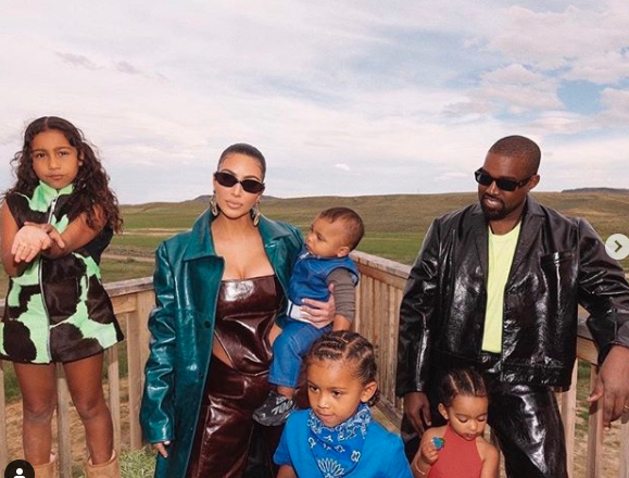 Image of Kim Kardashian West Kanye West and children North, Chicago, Psalm and Saint