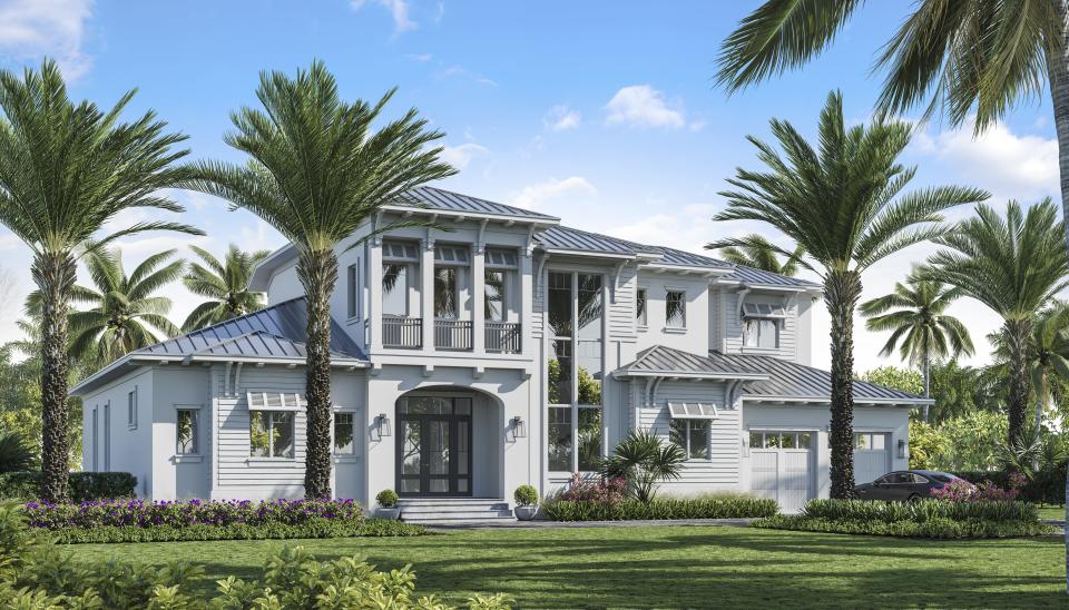 (Artists' rendering) An exterior view of The Lykos Group’s latest Marco Island spec home at 625 Crescent St.