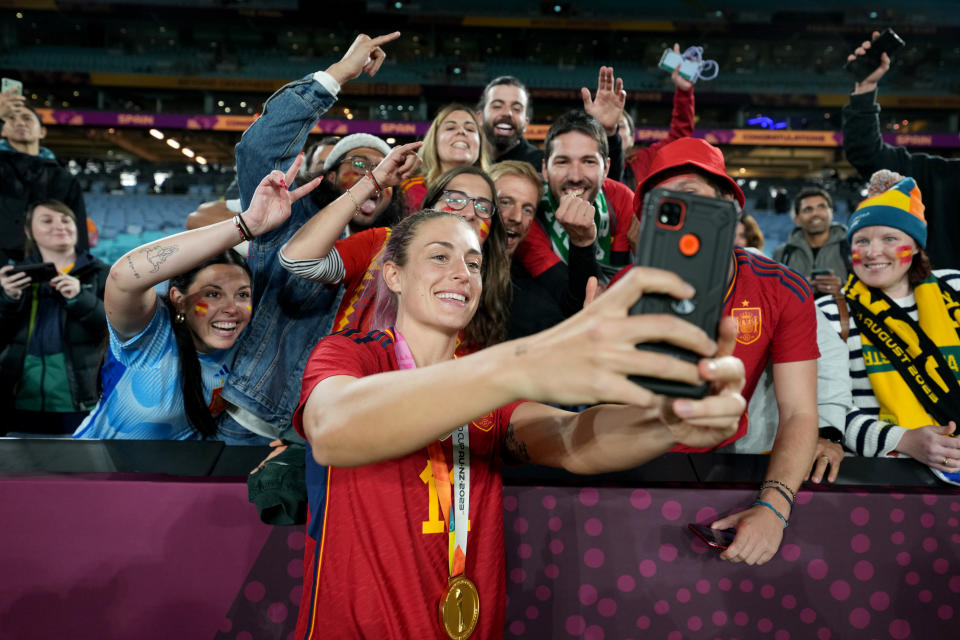 Alexia Putellas of Spain celebrates after winning the FIFA Women's World Cup on Aug. 20. (Sajad Imanian/DeFodi Images via Getty Images)