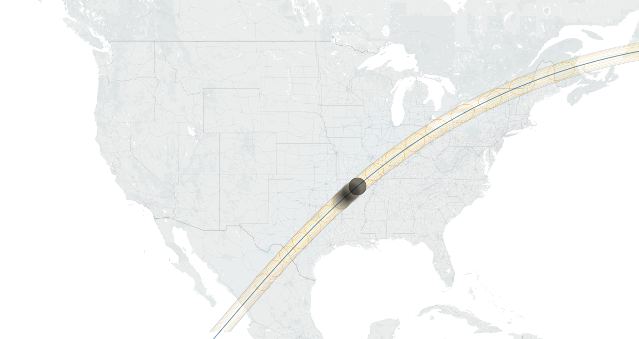 The 115-mile-wide path of totality will stretch from Mazatlán, Mexico, across America, into Newfoundland.