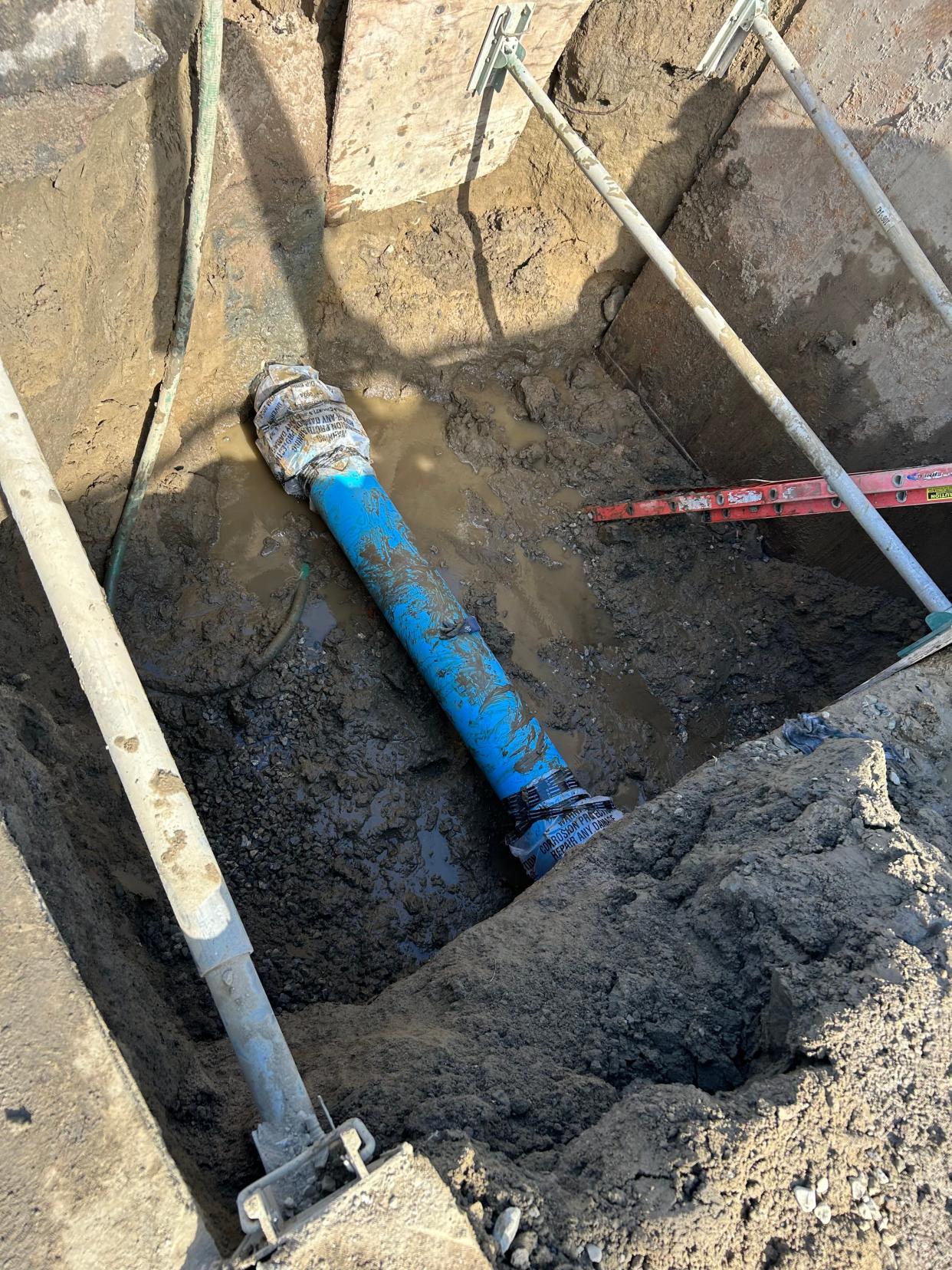 A new section of a water mainline in midtown Ventura is in place Saturday morning, after a break along Mills Road Friday afternoon left some without water overnight.