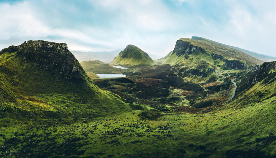 A lush, jutting mountain landscape on the Isle of Skye.