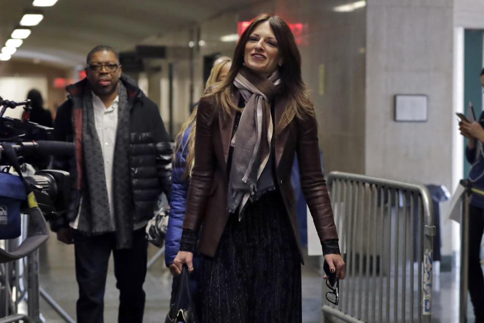 Donna Rotunno, attorney for Harvey Weinstein, arrives at court for his rape and sexual assault trial in New York, Friday, Jan. 24, 2020. (AP Photo/Richard Drew)