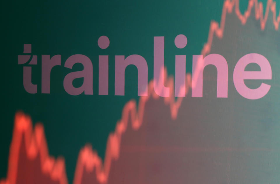 Trainline logo is reflected on a screen-displayed stock graph in this picture illustration June 20, 2019.  REUTERS/Dado Ruvic/Illustration