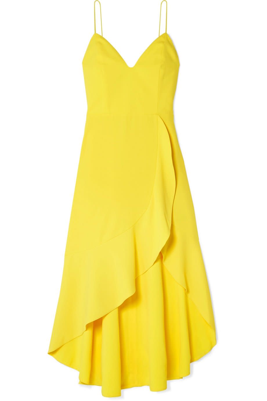 <b>Buy It!</b> Alice & Olivia Cobi Wrap Dress, $440; <a href="https://click.linksynergy.com/deeplink?id=93xLBvPhAeE&mid=24449&murl=https%3A%2F%2Fwww.net-a-porter.com%2Fus%2Fen%2Fproduct%2F1142735%2FAlice_and_Olivia%2Fcobi-wrap-effect-crepe-midi-dress&u1=PEO%2CShopping%3A15GorgeousWrapDressestoShopThisSummer%2CInspiredbyMeghanMarkleandMoreCelebs%2Crcarhart31%2CUnc%2CGal%2C7085788%2C201905%2CI" rel="nofollow noopener" target="_blank" data-ylk="slk:net-a-porter.com;elm:context_link;itc:0;sec:content-canvas" class="link ">net-a-porter.com</a>