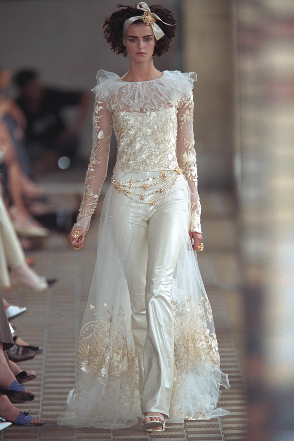 A model wears a design from the Chanel fall/winter 2001 couture show.