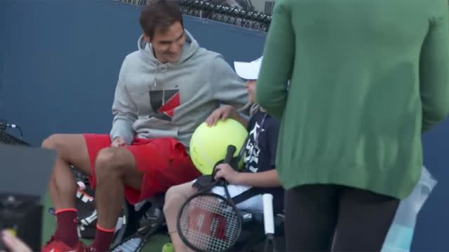 Federer and Marc enjoy a laugh. Image: Tennis Channel