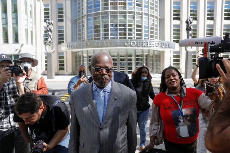 Defense attorney for R. Kelly, Deveraux Cannick leaves Brooklyn federal court during singer R. Kelly's sex abuse trial at Brooklyn's Federal District Court in Brooklyn, New York