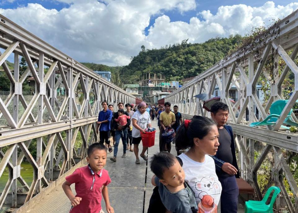 This picture taken on September 24, 2021 shows shelters for refugees at Pang village in India's eastern state of Mizoram near the Myanmar border, after people fled across the border following attacks by Myanmar's military on villages in western Chin state.