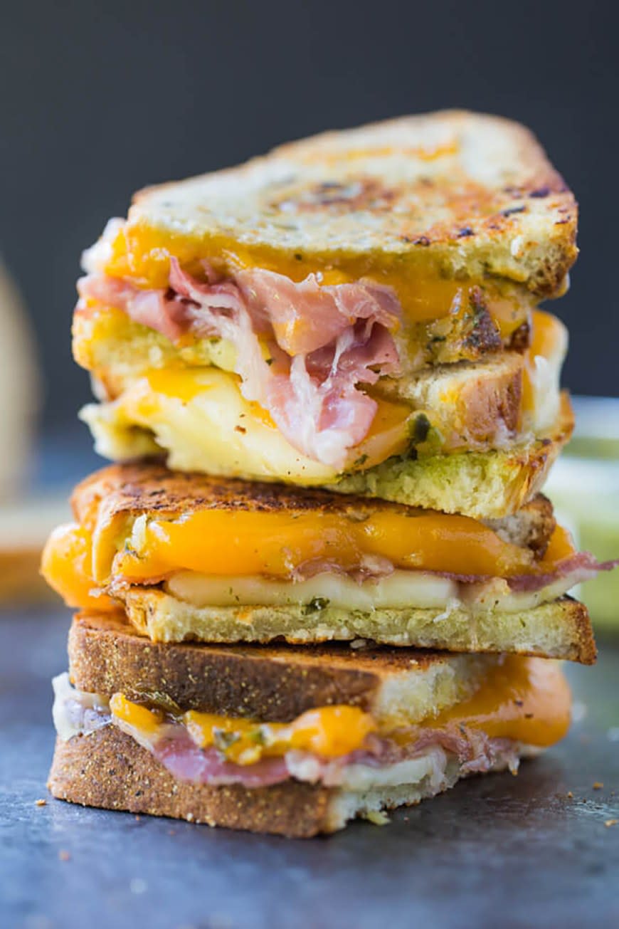 Pesto Prosciutto Grilled Cheese from A Zesty Bite