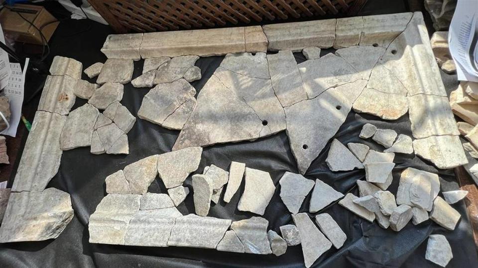 Several fragments from marble tables used for rituals were discovered, officials said.