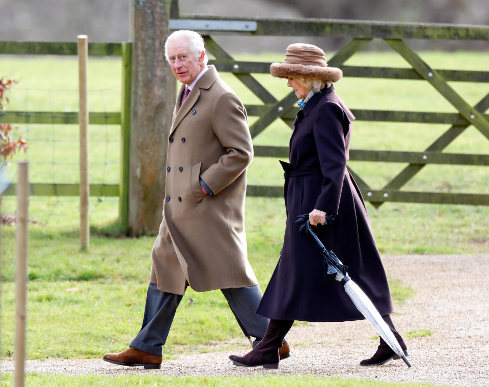 King Charles III and Queen Camilla attend the Sunday service at the Church of St Mary Magdalene on the Sandringham estate, Feb. 4, 2024, in Sandringham, England. / Credit: Max Mumby/Indigo/Getty