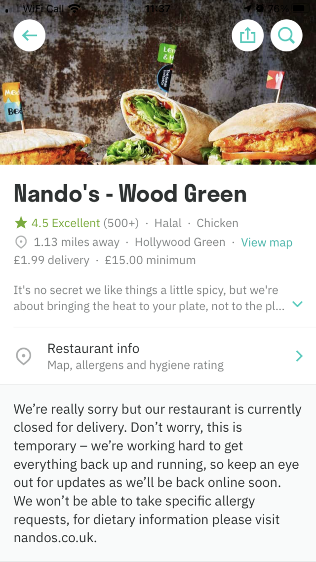 Crying fowl Nando s closes stores as chicken runs out