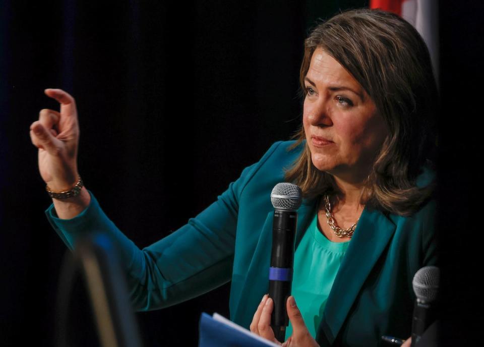 Alberta Premier Danielle Smith speaks to business leaders at the Global Business Forum in a file photo from September.