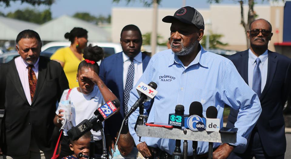 Richard Smith, President of the Delaware NAACP, speaks at a press conference on Wednesday September 6, 2023 calling for transparency following the fatal police shooting of Tremaine Jackson outside the Lowe's near New Castle  last week.