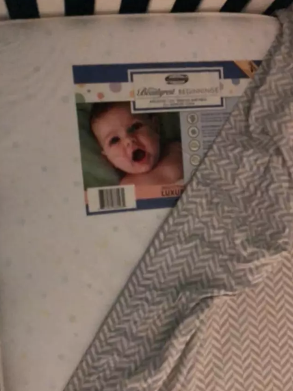 Luckily for his worried parents, the baby's 'ghost' was just an uncovered sticker. Photo: Facebook