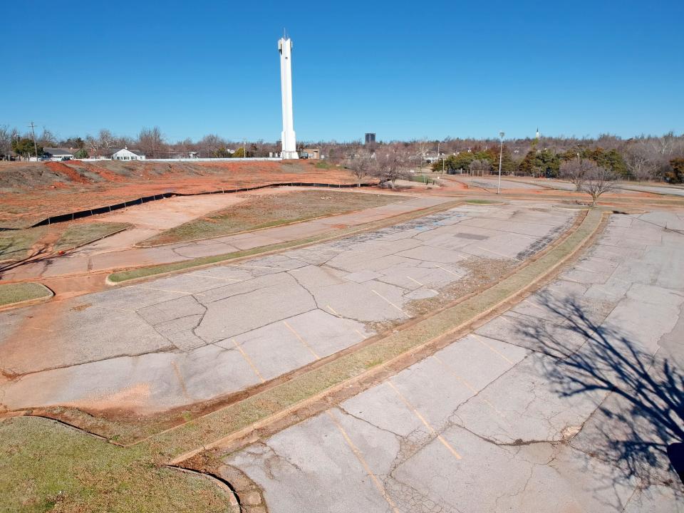 The bell tower is still standing at the former First Christian Church campus at NW 36 and Walker Avenue.