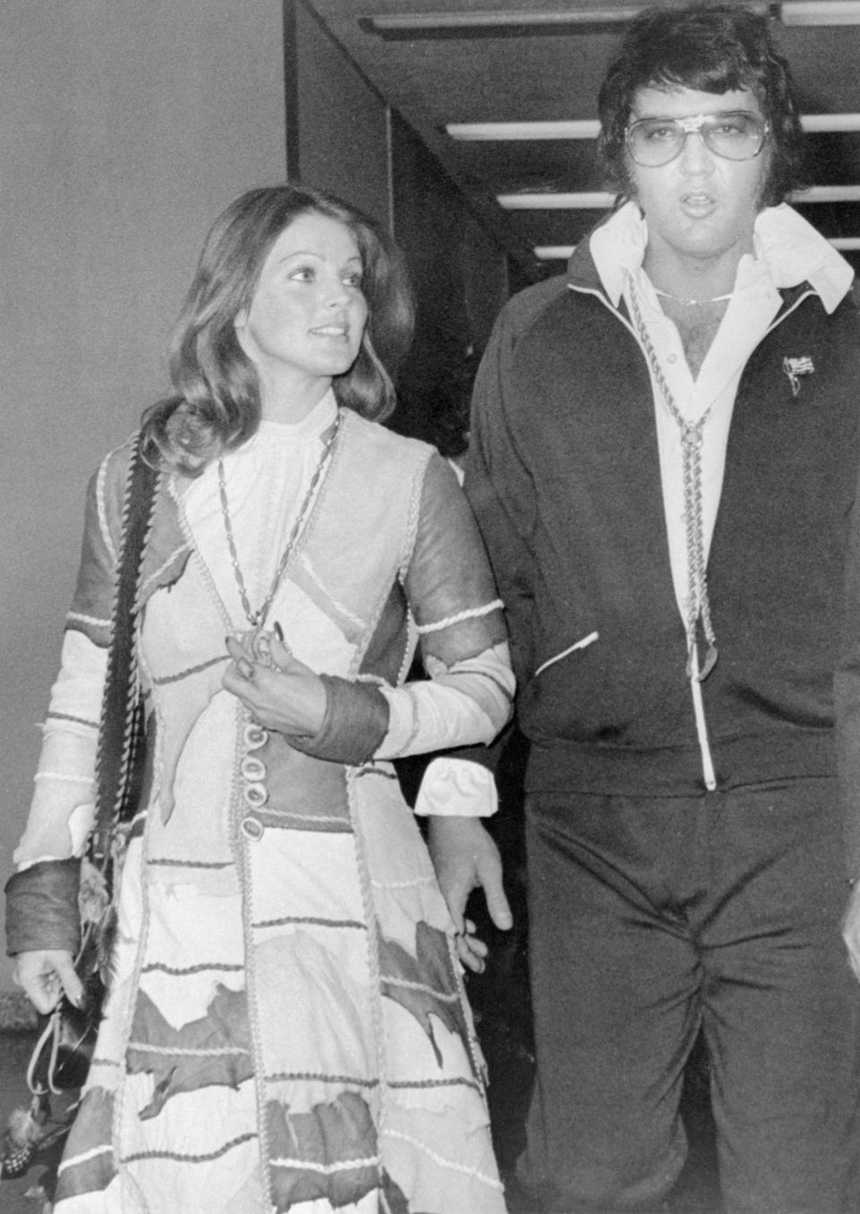 She and Elvis both shifted to a more bohemian look at the start of the Seventies