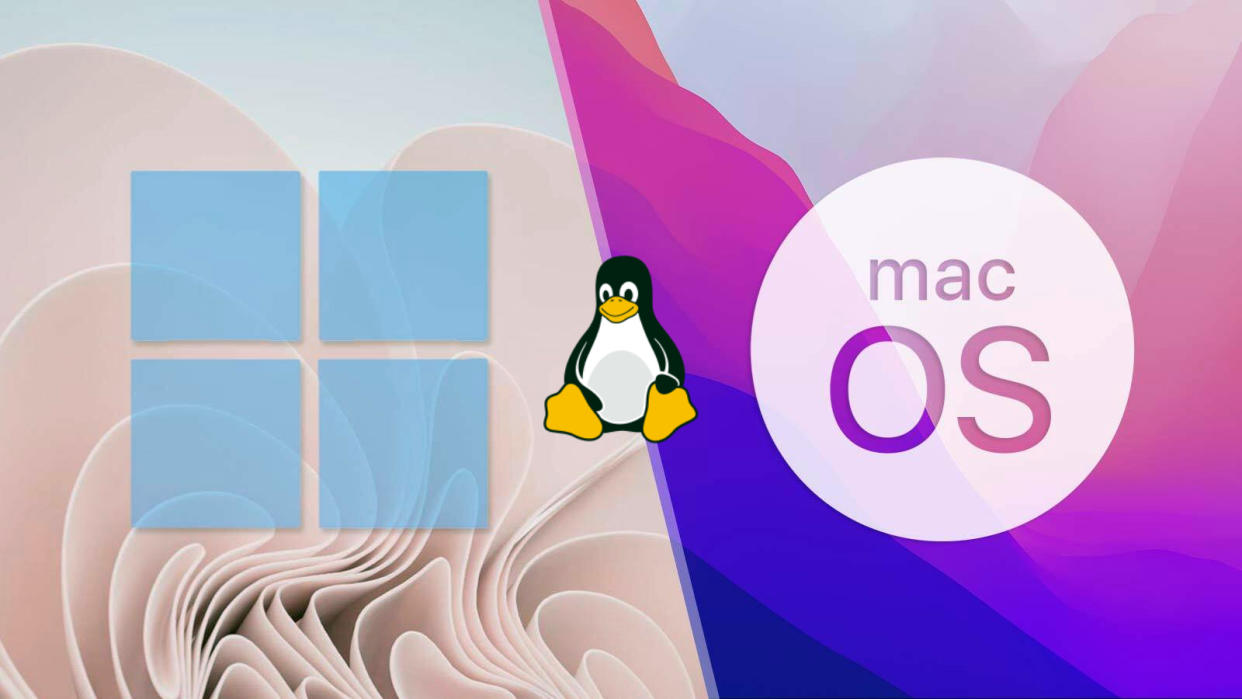  Windows Mac Linux logos all together. 