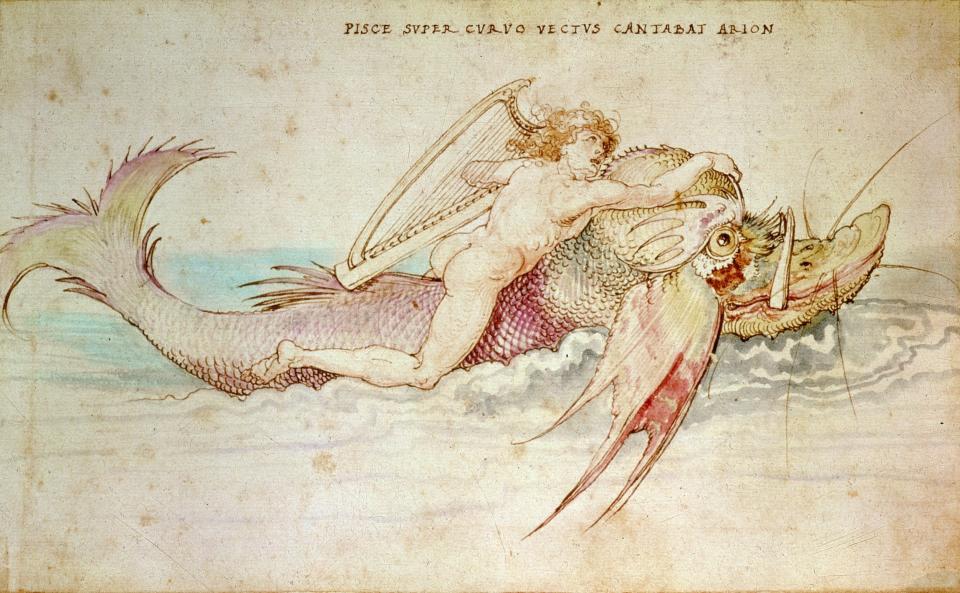 'Stirred by such wonders': Dürer's 1514 sketch of The Greek Poet Arion Riding the Dolphin - www.bridgemanimages.com