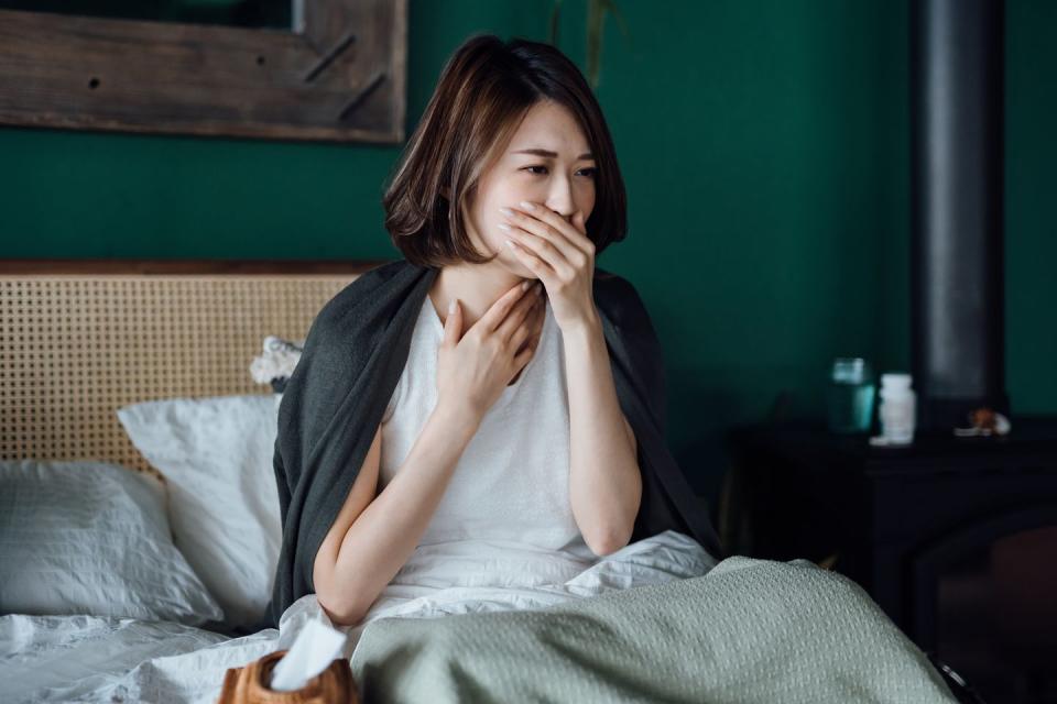 <p>“You should stay away from crunchy and acidic foods when you have a sore throat because these can create tenderness around the throat area, which is already painful to begin with,” says Dr. Tolentino. “So things like crackers, coffee, and alcohol are all off-limits.”</p><p>Often these types of foods can also cause acid reflux, which can aggravate sore throats. Certain fatty, greasy, or spicy foods can loosen the muscle responsible for keeping food down and increase acid production, leading to digested contents from the stomach flowing back up and cause irritation, explains Dr. Pearlman. </p><p>Spicy foods like sauces and seasonings with chilies and cayenne will also be irritating to the throat since they can affect the throat lining. </p><p>“For people with specific allergies or <a href="https://www.womenshealthmag.com/health/a19922258/do-i-have-gerd/" rel="nofollow noopener" target="_blank" data-ylk="slk:acid reflux" class="link ">acid reflux</a>, certain foods like dairy can also increase mucus production and even tomatoes for some,” adds Dr. Tolentino. So she recommends determining the cause of your throat pain early, ideally with the help of a doctor.</p>