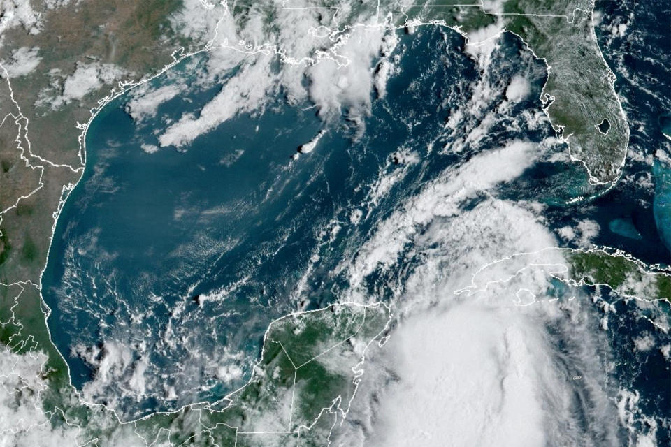 Tropical Storm Idalia makes its way to Cuba and Florida's west coast in a composite image from the National Oceanic and Atmospheric Administration (NOAA) GOES-East weather satellite August 28, 2023. NOAA/Handout REUTERS  THIS IMAGE HAS BEEN SUPPLIED BY A THIRD PARTY.