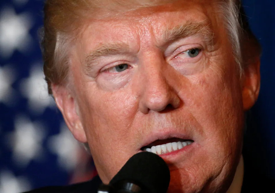 President Donald Trump delivers a statement on Syria from the Mar-a-Lago estate in West Palm Beach, Fla.