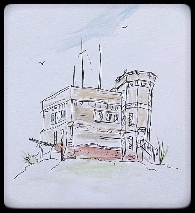 Noseworthy's sketch and watercolour painting of Cabot Tower in St. John's.