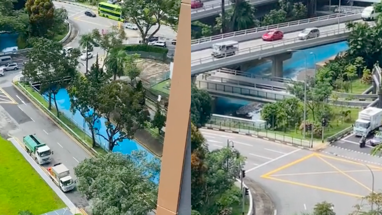 Residents in Newton, Singapore, witness the unexpected transformation of the nearby Bukit Timah canal into a bright blue hue on Wednesday (17 January), captured in a TikTok video. 