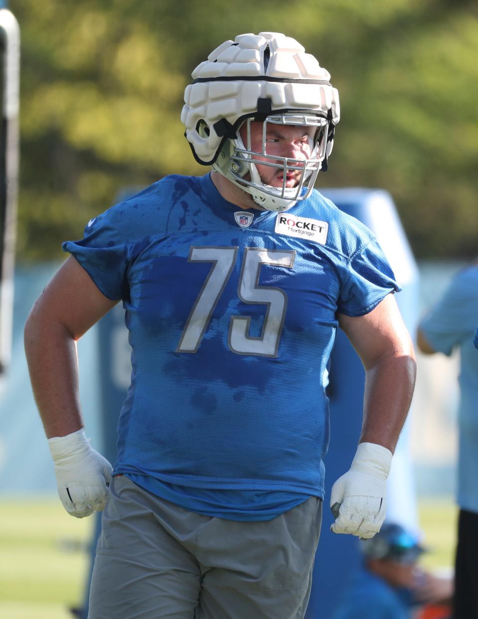 Detroit Lions tackle guard Kevin Jarvis on the field during practice Thursday, July 28, 2022 at the Allen Park practice facility. 