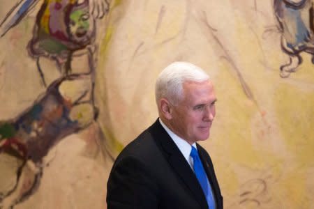 U.S. Vice President Mike Pence seen during a visit to the Knesset, Israeli Parliament, in Jerusalem January 22, 2018. REUTERS/Ariel Schalit/Pool