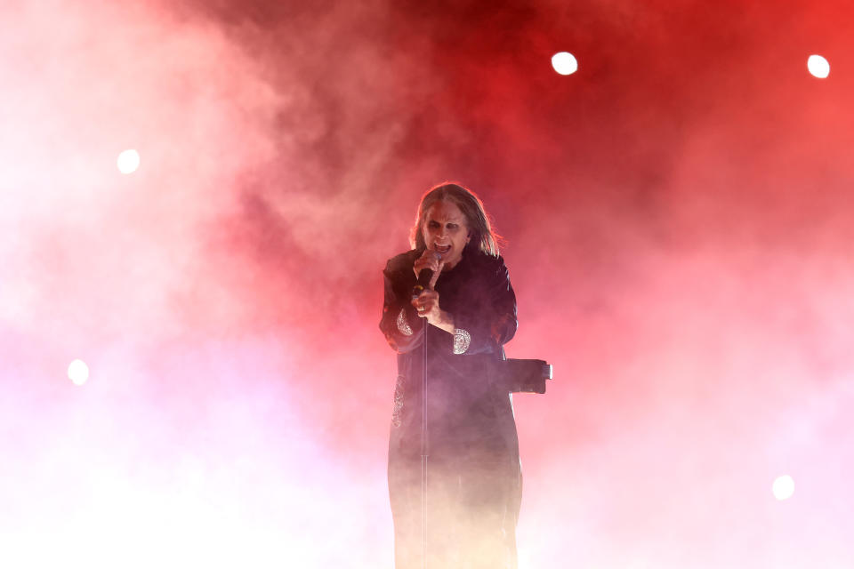 BIRMINGHAM, ENGLAND - AUGUST 08: Ozzy Osbourne of Black Sabbath performs during the Birmingham 2022 Commonwealth Games Closing Ceremony at Alexander Stadium on August 08, 2022 on the Birmingham, England. (Photo by Alex Pantling/Getty Images)