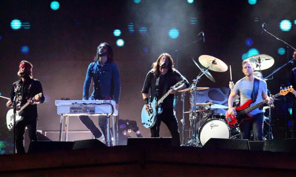 Rawk gravitas … Foo Fighters performing at the Brits.